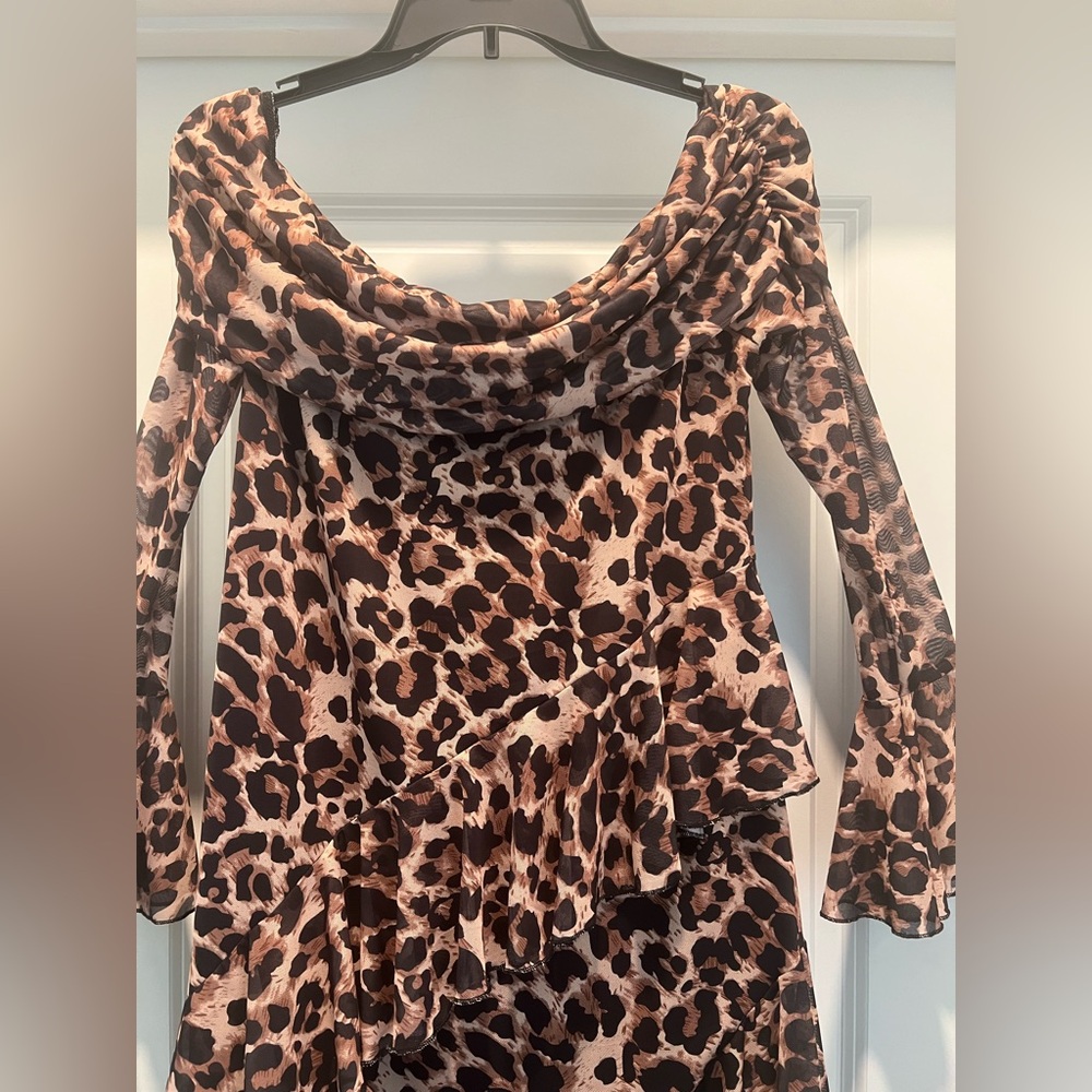Leopard Print Women's Asymmetrical Dress - Picture 4 of 6
